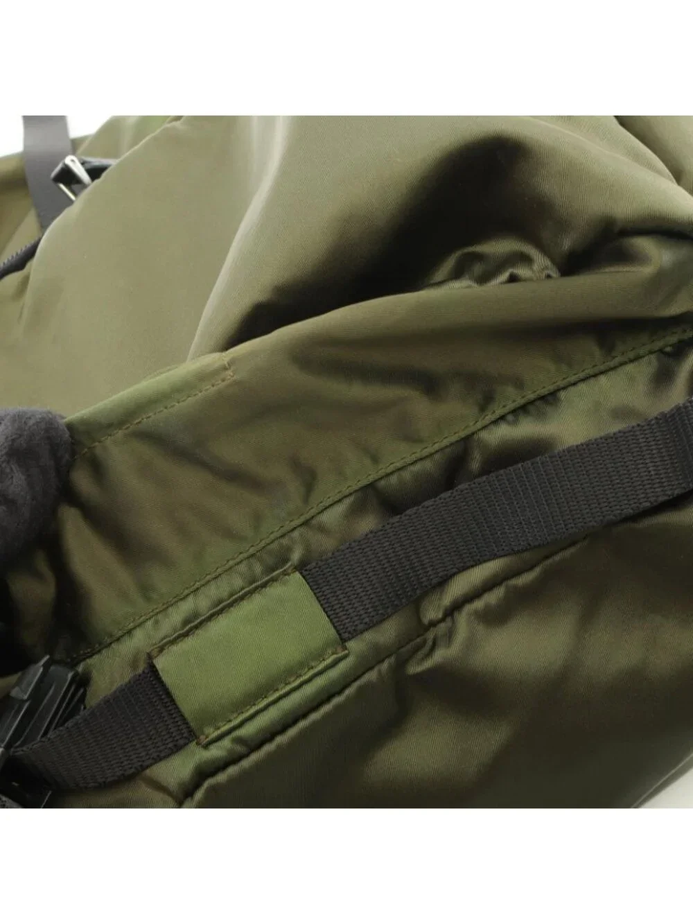Prada Backpack Khaki Nylon Saffiano Leather